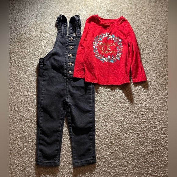 Cat & Jack Other - 2 Piece Outfit Size Girls 2T Long Sleeve & Overalls